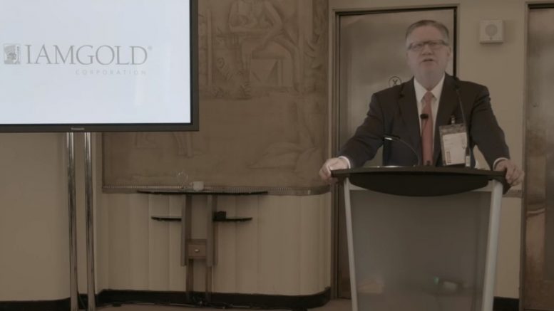 Iamgold president and CEO Stephen Letwin speaking at the Northern Miner's Progressive Mine Forum in Toronto in October 2017. Credit: The Northern Miner livecast screenshot.