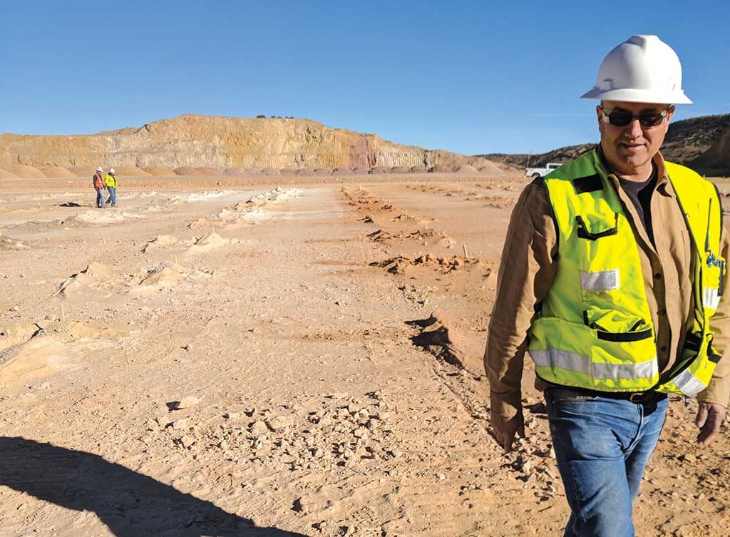 Eric LeLacheur, Fiore Gold’s vice-president of U.S. exploration, at the Pan gold mine’s South Pit. Credit: Fiore Gold.