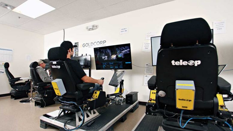 Tele-remote operators working at Goldcorp’s Red Lake gold mine in Ontario. Credit: Goldcorp.