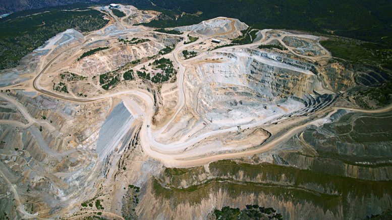 Aerial shot of the Copper Mountain mine, looking north, with Pit 3 in the foreground. Credit: Copper Mountain Mining.