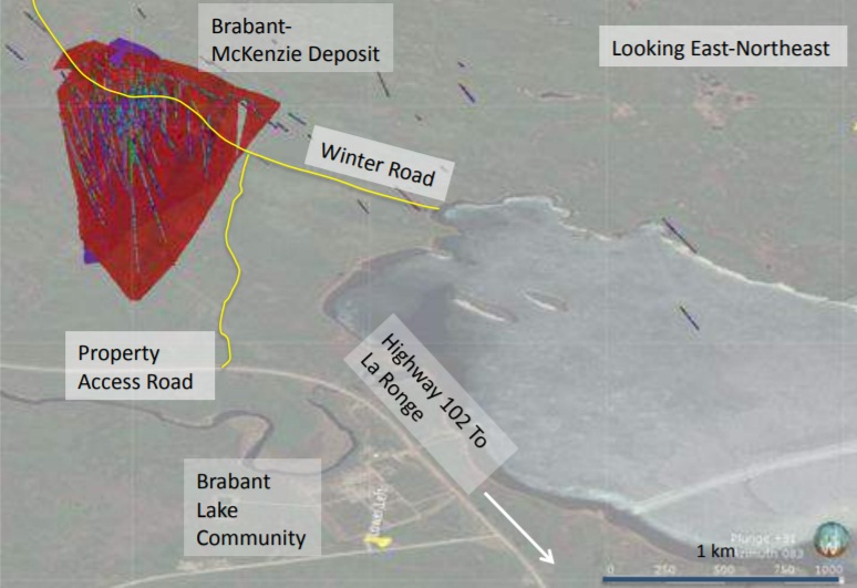 Location map of Murchison Minerals' Brabant-McKenzie zinc-copper project, 175 km northeast of La Ronge in northern Saskatchewan. Credit: Murchison Minerals.