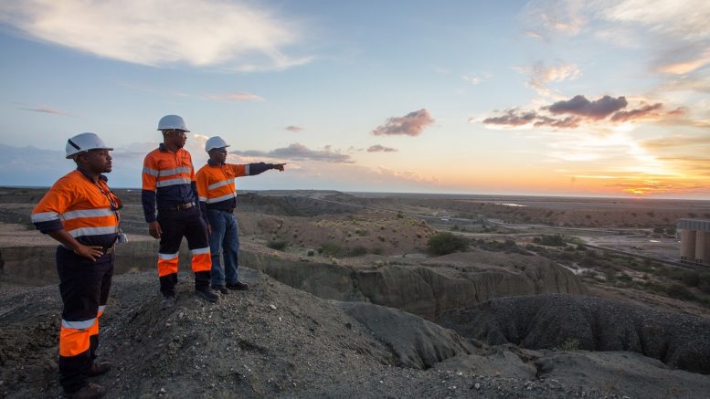 Miners overlooking the plant at the Jwaneng mine in Botswana. Credit: Debswana