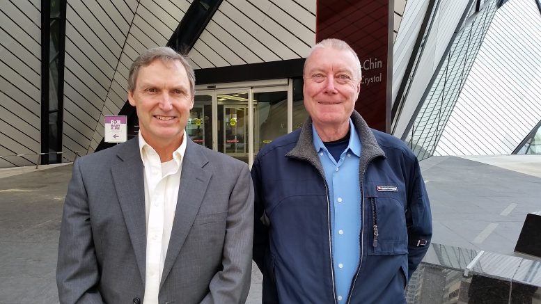 Chakana Copper CEO David Kelley (left) and chairman Douglas Kirwin, outside the Royal Ontario Museum in Toronto. Photo by Trish Saywell