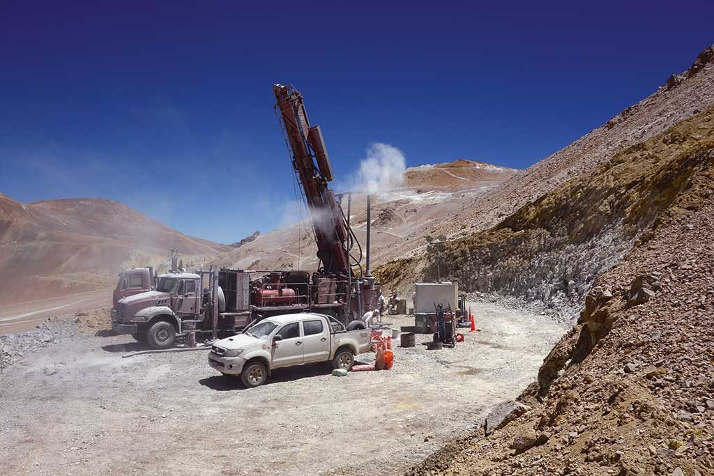Drillers at Filo Mining's Filo del Sol copper-gold project in the Atacama region of Chile and Argentina. Credit: Filo Mining.