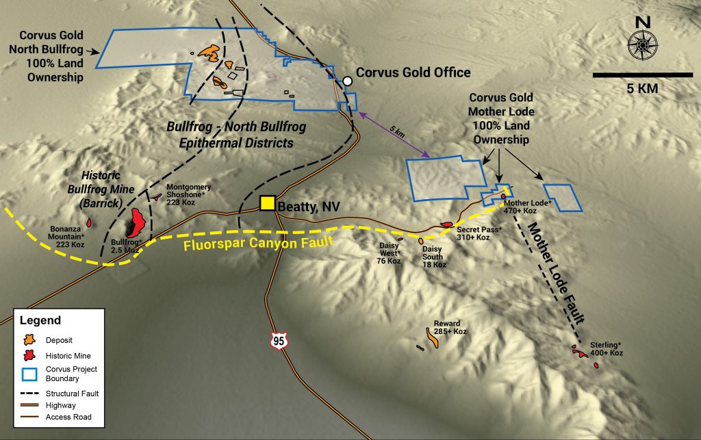 A district map of Corvus' Nevada properties. Credit: Corvus.
