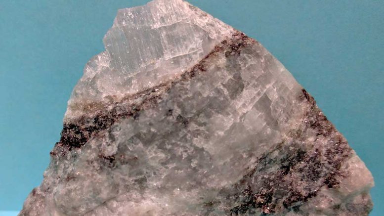 A sample of petalite recovered from the Separation Rapids lithium project near Kenora, Ontario. Credit: Avalon Advanced Materials.
