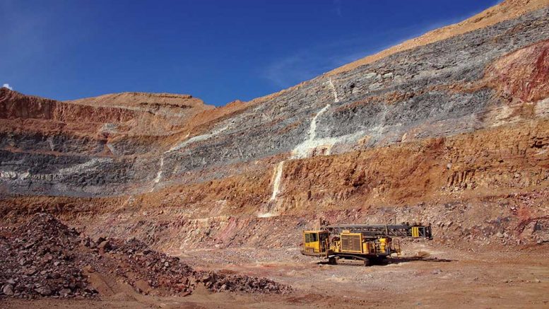 A drill in the pit at Coeur Mining’s Wharf gold mine in South Dakota, which it bought from Goldcorp in 2015. Credit: Coeur Mining.