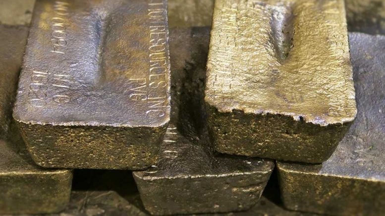 Gold bars produced at Pretium Resources’ Brucejack gold mine in British Columbia. Credit: Pretium Resources.