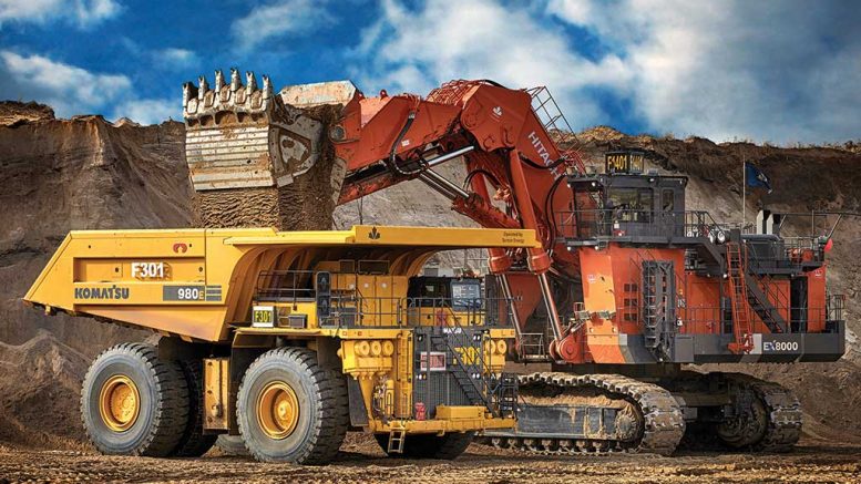 A haul truck at the Fort Hills oilsands project, 90 km north of Fort McMurray, Alberta. The project, which produced first oil in January, is owned by Suncor Energy (53.06%), Total E&P Canada (26.05%) and Teck Resources (20.89%). Credit: Suncor Energy.