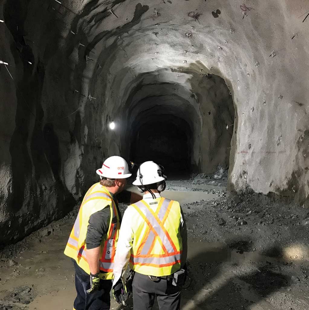 Workers underground in the K'isa decline at Lundin Gold's Fruta del Norte gold-silver project in Ecuador. Credit: Lundin Gold.