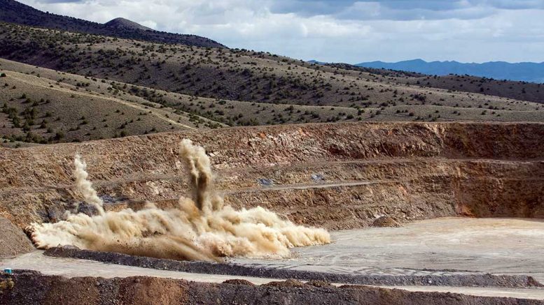 A blast in the pit at Rye Patch Gold’s Florida Canyon gold mine. Credit: Rye Patch Gold.