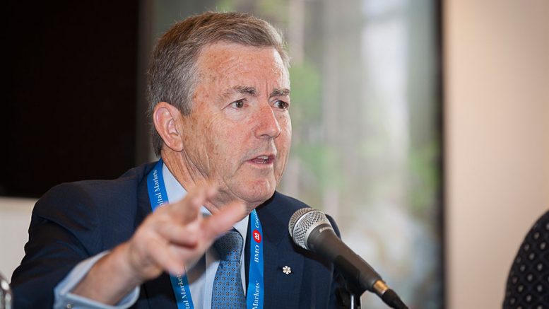 Ross Beaty, chairman of Pan American Silver and Equinox Gold, at the Canadian Mining Symposium in London on April 25, 2018. Photo by Martina Lang.