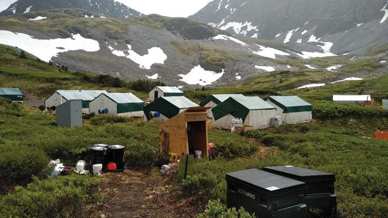 The camp at GT Gold’s Saddle gold property in northwest British Columbia. Credit: GT Gold.