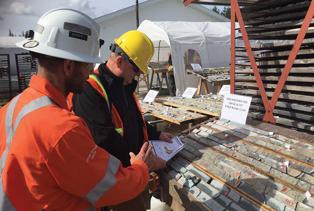 Core samples on display at Osisko Mining’s Windfall gold project in Quebec. Credit: Osisko Mining.