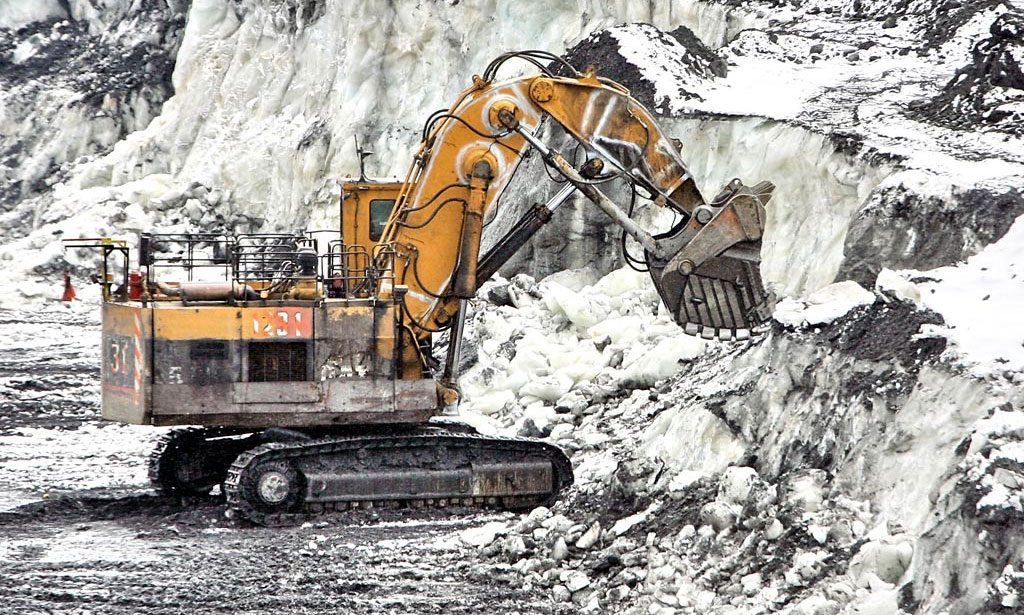 Excavation on glaciers at the Kumtor mine site. Credit: Centerra Gold.