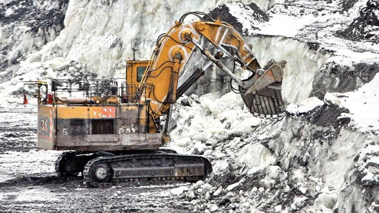 Excavation on glaciers at the Kumtor mine site. Credit: Centerra Gold.