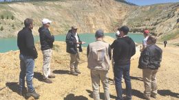 Pete Blakeley (facing camera), Revival Gold’s general manager, addresses visitors near the South Pit at the historic Beartrack gold project in Idaho. Credit: Revival Gold.