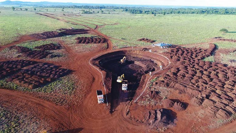 Excavation at a trial mining site at Horizonte Minerals’ Vermelho nickel-cobalt project in Brazil. Credit: Horizonte Minerals.