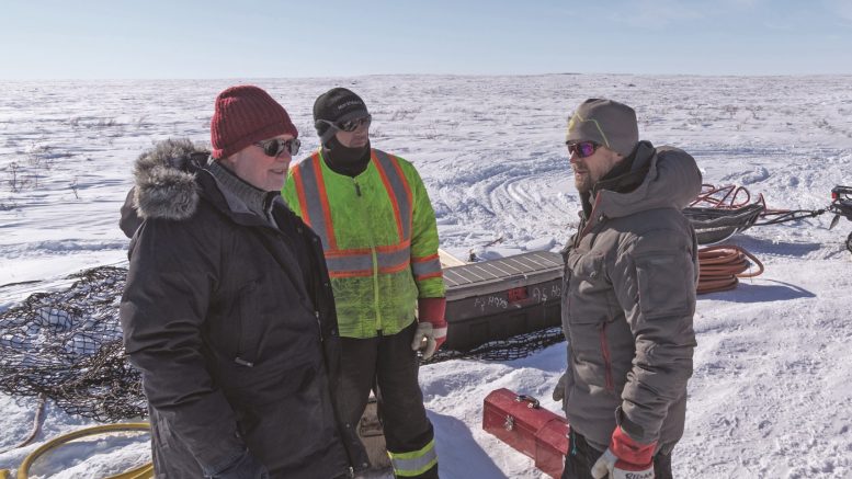 Gren Thomas (left) at North Arrow Minerals' Loki project. Credit: North Arrow Minerals