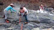 Workers cutting a channel at Mitchi. Credit: Kintavar Exploration.