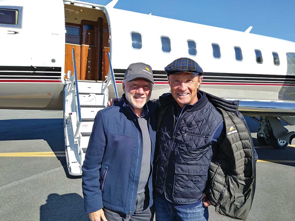 Agnico Eagle Mines chairman James Nasso (left) and CEO Sean Boyd at Rankin Inlet airport, 25 km from the Meliadine gold project in Nunavut. Photo by Trish Saywell.
