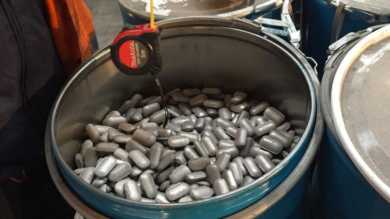 Cobalt briquettes at Cobalt 27 Capital Corp.'s Rotterdam warehouse. Photo Credit: Cobalt 27 Capital Corp.