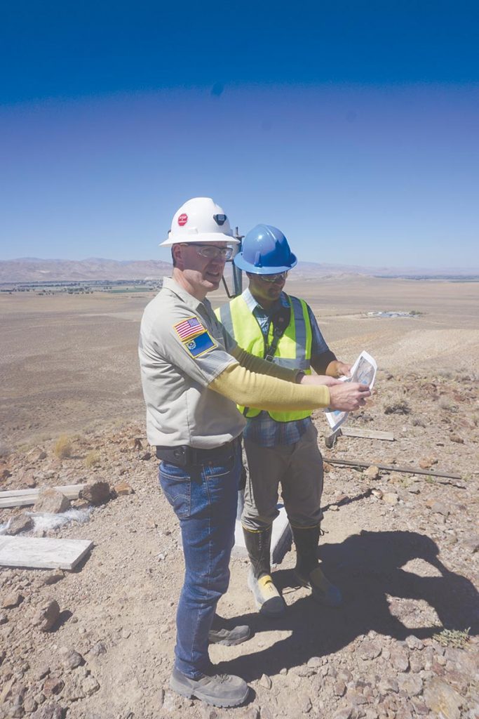 David Swisher, vice-president of operations, holds a map at Nevada Copper’s Pumpkin Hollow copper project in Nevada. Photo by Frik Els.