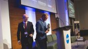 Sean Boyd, Agnico Eagle Mines CEO, accepts The Northern Miner's Mining Person of the Year Award at the Progressive Mine Forum in Toronto. Photo by George Matthew Photography.