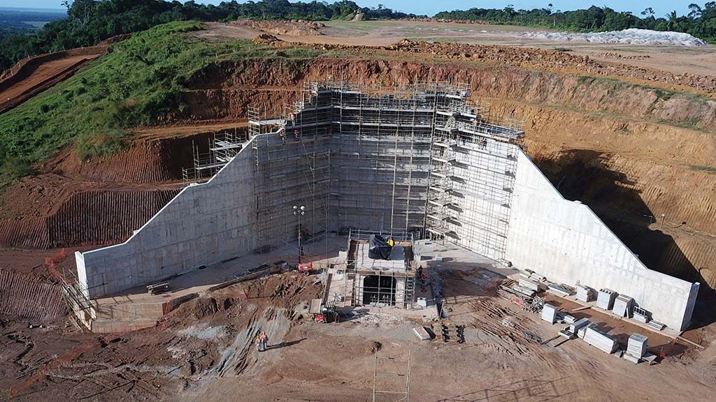 The crusher area under construction at Equinox Gold’s Aurizona gold project in northeast Brazil. Credit: Equinox Gold.
