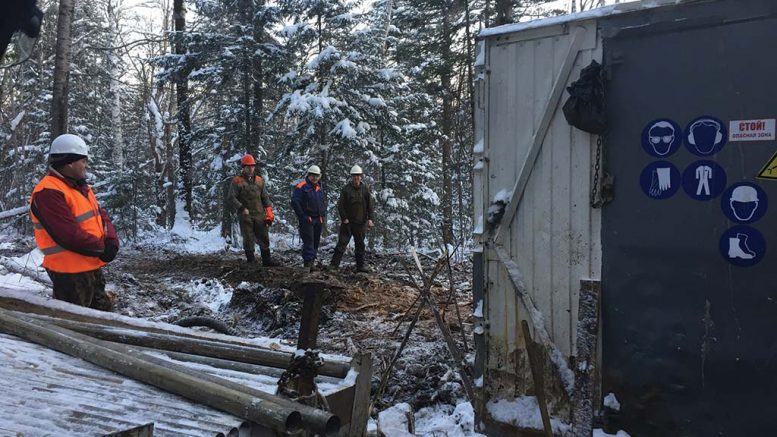 Drillers in 2016 at the Malmyzh copper-gold porphyry project in Russia’s far east, 200 km from the border with China. Photo by The Northern Miner.