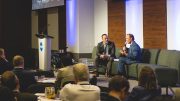 From right: Sean Boyd, vice-chairman and CEO of Agnico Eagle Mines, in discussion with Northern Miner publisher Anthony Vaccaro. Photo by George Matthew Photography.