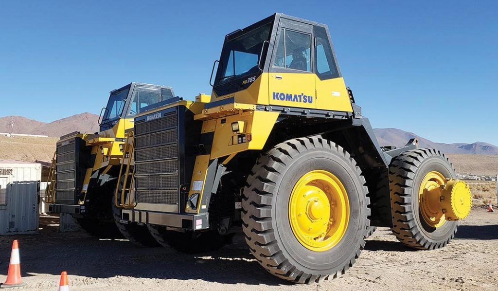 Trucks at the Lindero project. Credit: Fortuna Silver Mines.