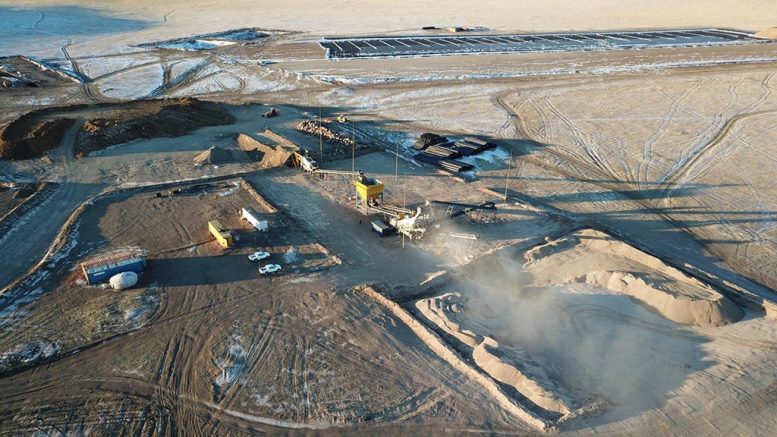 The crusher, stockpile and cell on the heap-leach pad at Steppe Gold’s Altan Tsagaan Ovoo gold-silver project in eastern Mongolia. Credit: Steppe Gold.