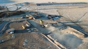 The crusher, stockpile and cell on the heap-leach pad at Steppe Gold’s Altan Tsagaan Ovoo gold-silver project in eastern Mongolia. Credit: Steppe Gold.