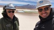 Millennial Lithium COO Iain Scarr (left) and Ergy Solar CEO Baltazar Robles at the Pastos Grandes lithium property in Argentina’s Salta province. Credit: Millennial Lithium.