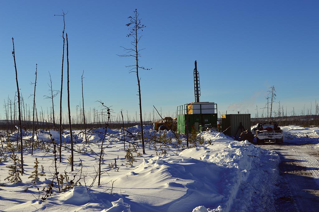 A drill rig at on Fission 3.0’s Patterson Lake North uranium project in Saskatchewan. Credit: Fission 3.0.