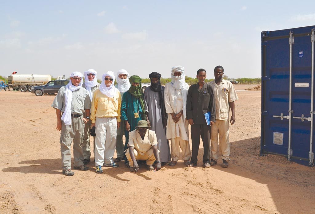 Global Atomic CEO Stephen Roman (third from left) with colleagues and local elders at the Dasa uranium property in Niger. Credit: Global Atomic.