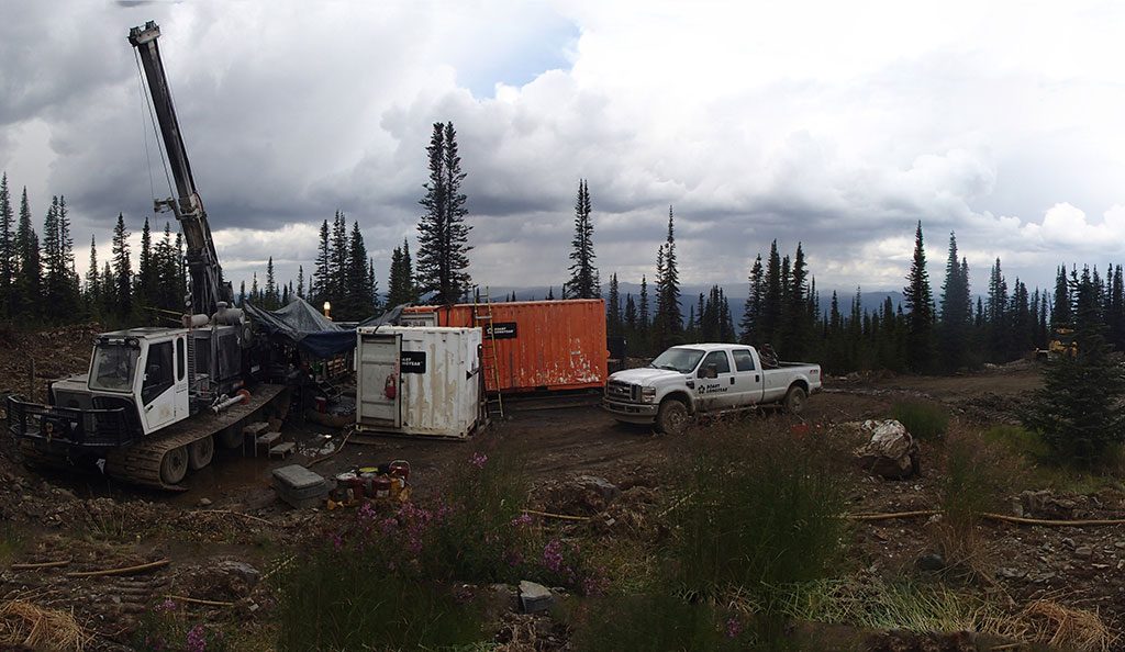 Two drill rigs operate at the Bermingham target. Credit Alexco Resource.