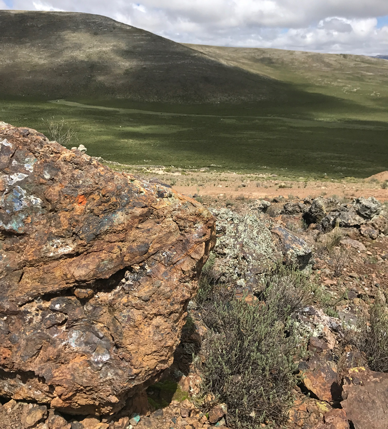 Outcropping mineralization on Auryn's Sombrero project. Credit: Auryn Resources. 