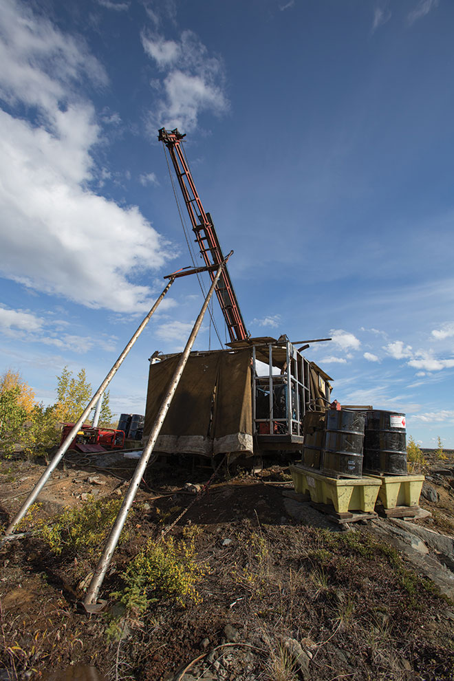 A drill at Nighthawk Gold’s Colomac gold project in the Northwest Territories. Credit: Nighthawk Gold.