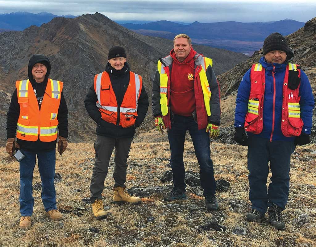 Trilogy Metals president and CEO Rick Van Nieuwenhuyse (third from left) with a South32 technical crew at the Upper Kubuk copper property in Alaska. Credit: Trilogy Metals.