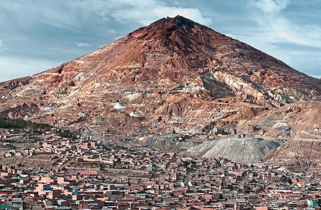 Cerro Rico rises above the city of Potosi in Bolivia. Credit: Istock/dani3315.