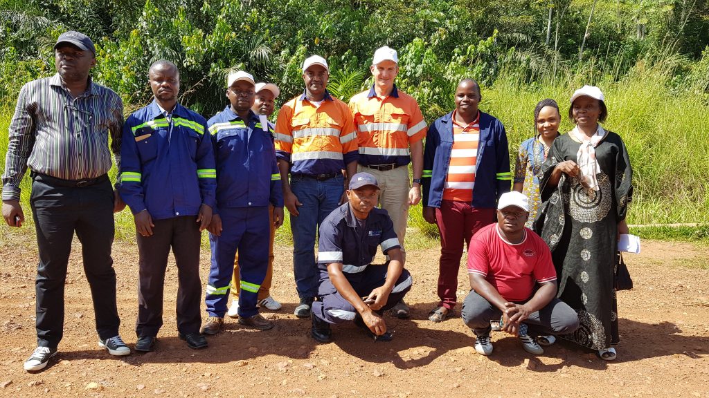 Alphamin CEO Boris Kamstra (centre) with members of the company's community development team. Credit: Alphamin Resources. 