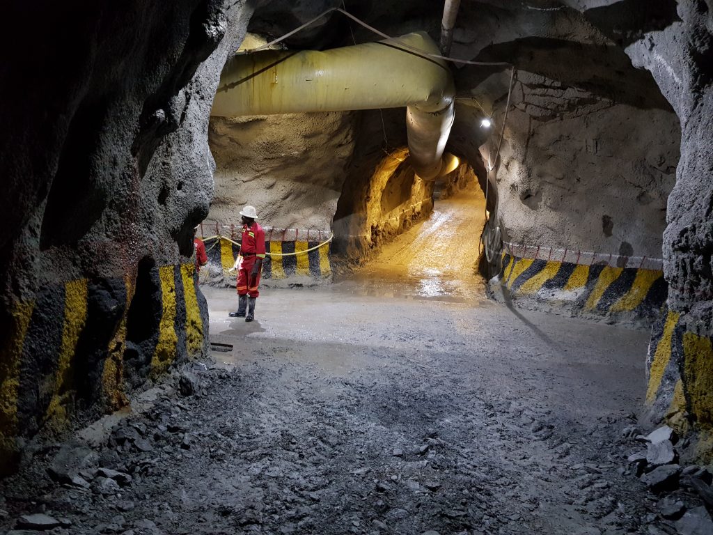 Inside the Bisie mine in July 2018. Credit: Alphamin Resources. 