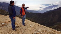 Salazar Resources geologist Carlos Aguila (right) at the Pijili project, which is being advanced by Adventus Zinc under the partners’ Ecuador exploration alliance. Credit: Salazar Resources.
