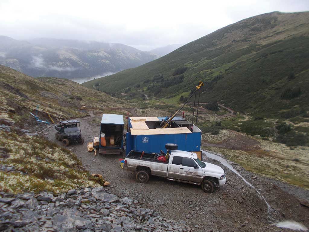 A drill site at Stratabound Minerals’ Golden Culvert gold property in the Yukon. Credit: Stratabound Minerals.