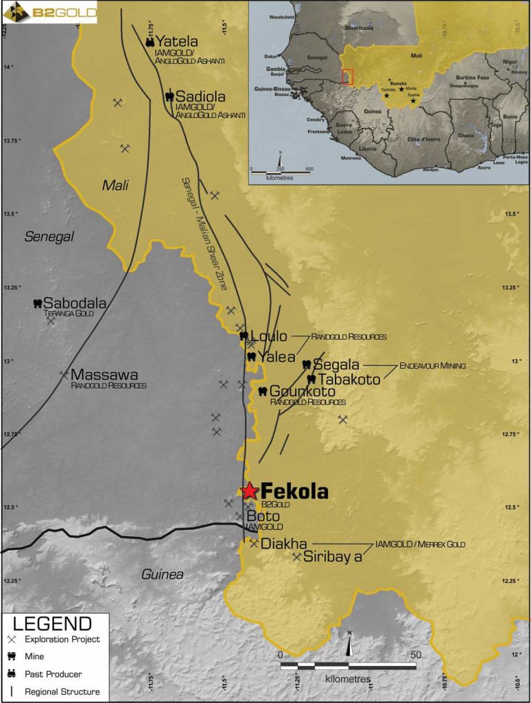 Fekola project location map. Credit: B2Gold.