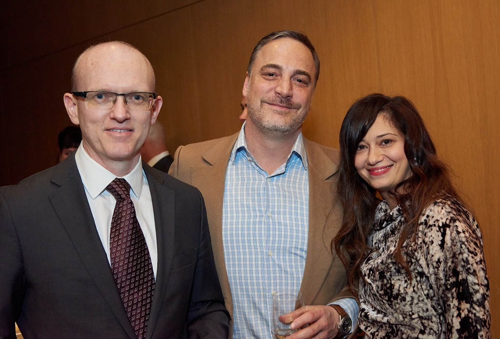 From left: John Cumming, editor-in-chief of The Northern Miner; Anthony Vaccaro, publisher of the Northern Miner Group; and Elena Mayer, senior manager, client relationship, mining at PwC Canada and president and CEO of Women Who Rock. The Northern Miner is co-presenter of the YMP Awards. Credit: YMP.