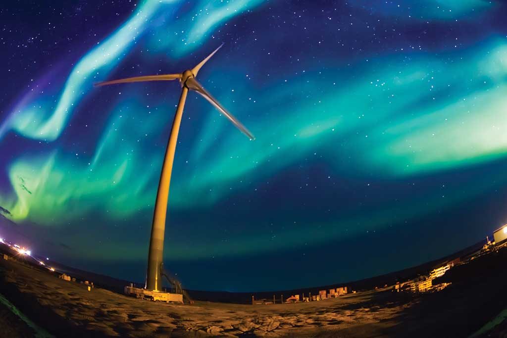 This year’s Art of Mining photo contest winner shows Tugliq Energy’s wind turbine, which powers Glencore’s Raglan nickel mine in Quebec’s Far North. Credit: Tugliq Energy & Raglan Mine.