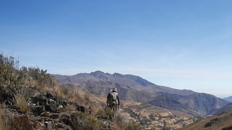 Looking west with Bx5 breccia pipe on the right at Chakana Copper’s Soledad copper-gold-silver project in Peru. Credit: Chakana Copper.